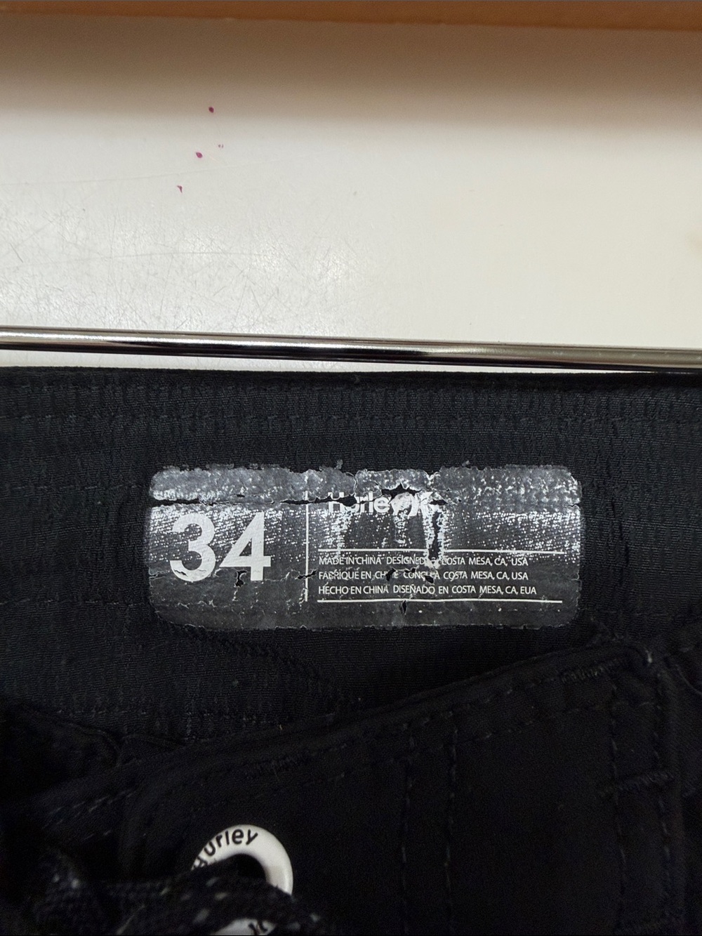 Hurley Black Swim Board Shorts with White Stripe Accents - Picture 2 of 3